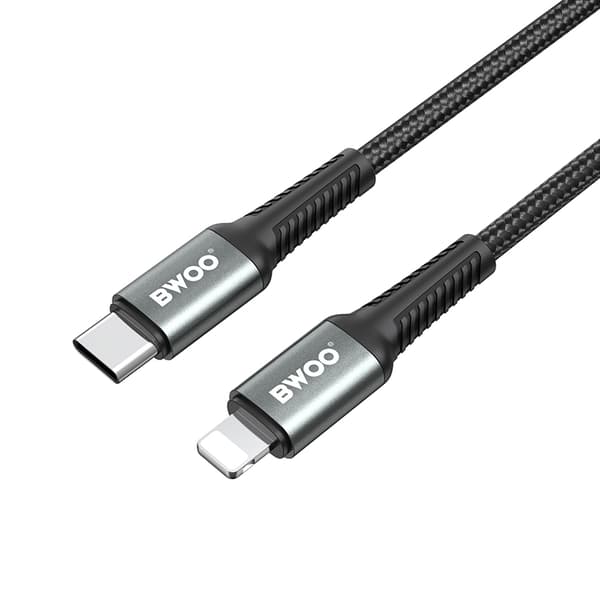 BWOO Flätad kabel USB-C - Lightning 2m 30W svart svart