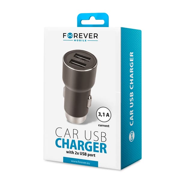 Forever CC-04 billaddare 2x USB 3 1A svart svart