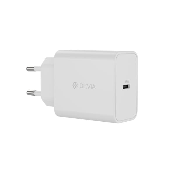 Devia väggladdare Rocket PD 45W 1x USB-C vit + kabel USB-C - USB-C
