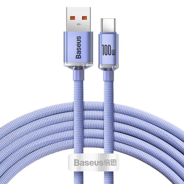 Baseus kabel Crystal Shine USB - USB-C 2,0 m 100W lila lila