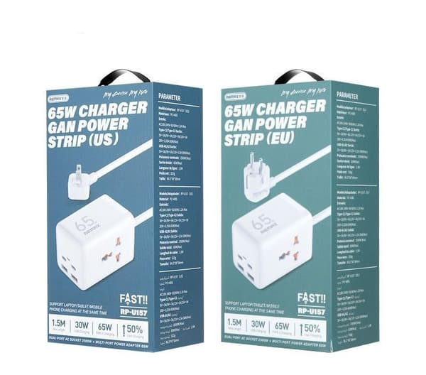 REMAX GAN POWER STRIP 65W RP-U157 2xUSB+2xUSB-C 1.5M VIT