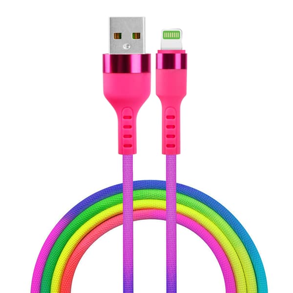 Setty USB - Lightning-kabel 1,2 m 2,1A KNA-L-1.22.113 regnbåge