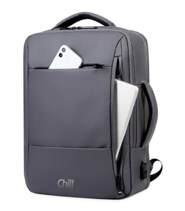 Chill Voyage regntät 17” Ryggsäck, USB, Grå