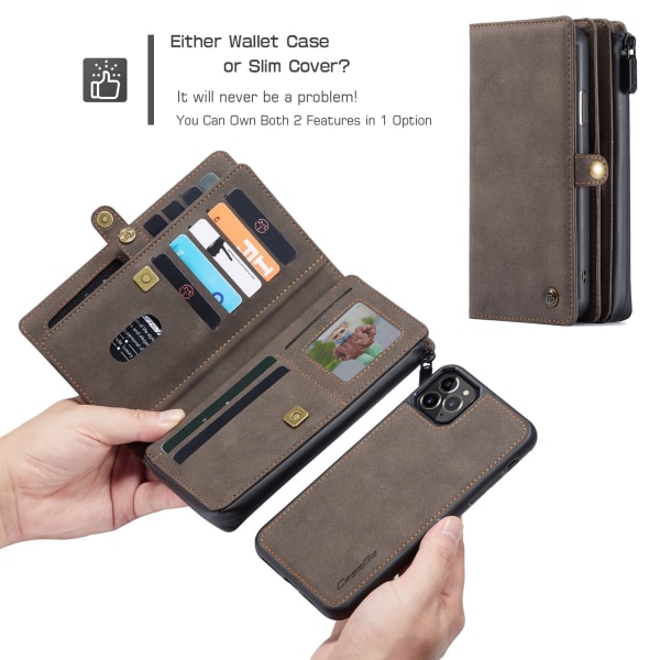 CaseMe 018 för iphone 12 Plånboksfodral|brun