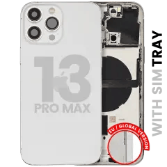 Baksida med smådelar för iPhone 13 Pro Max (EU / Global version) (Begagnad OEM-dragning: Klass C) (Silver) silver
