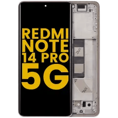 OLED-enhet med ram för Xiaomi Redmi Note 14 Pro 5G (renoverad) (sandguld) guld