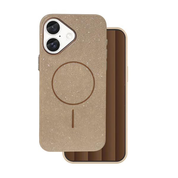 Glitter Thin Mag-skal för iPhone 16 6,1\" brun