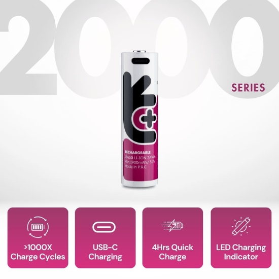 Uniross USB-C 18650 Lithiumbatteri Uppladdningsbar 2000mAh