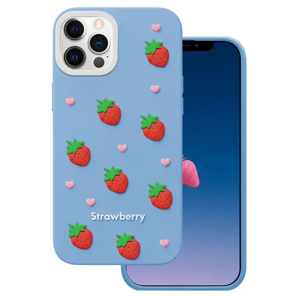 Jordgubbsskal för iPhone 12 / 12 Pro blå blå