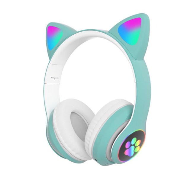 BLUETOOTH/LED HÖRLURAR KATTÖRON FÖR BARN MINT
