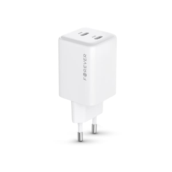 Forever TC-08-45CC GaN PD-laddare 2x USB-C 45W vit