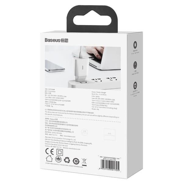 Baseus väggladdare Speed Mini PD 20W 1x USB-C vit
