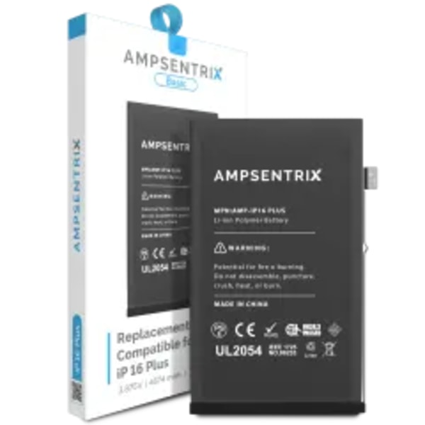Ersättningsbatteri för iPhone 16 Plus (AmpSentrix Basic)