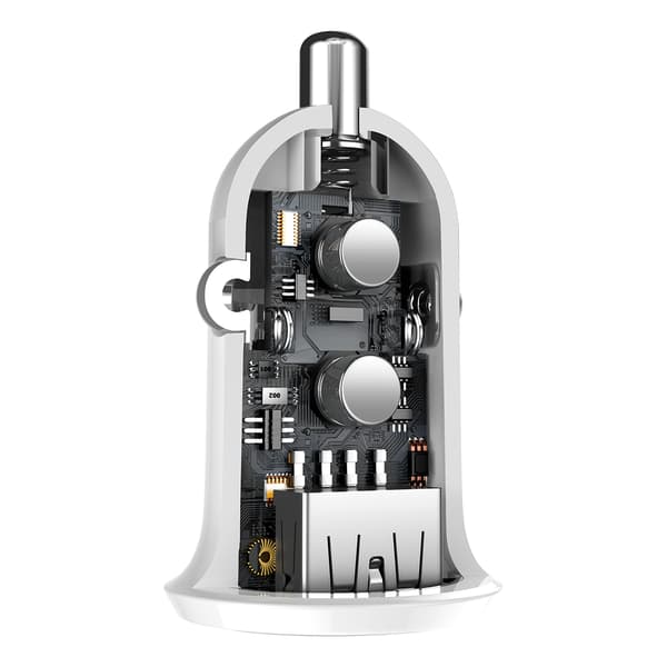 Baseus billaddare Grain Pro 2x USB 4,8A vit vit