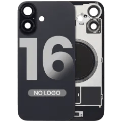Baksida i glas med MagSafe-magnet för iPhone 16 (ingen logotyp) (eftermarknad) (svart) svart