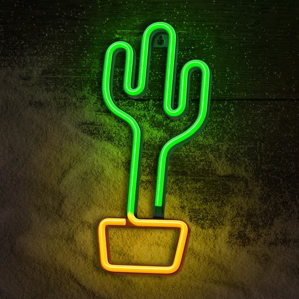 Neon LED-ljus CACTUS orange grön Bat + USB FLNE02 Forever Light