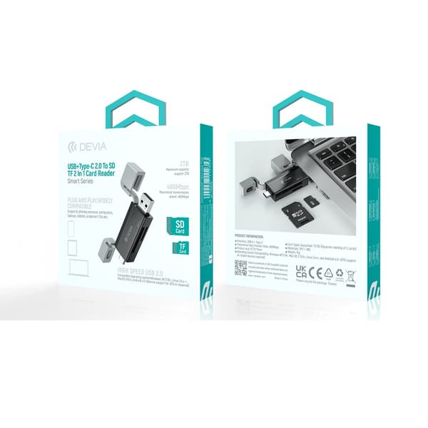 Devia kortläsare 2in1 EL239 USB/USB-C 2.0 svart