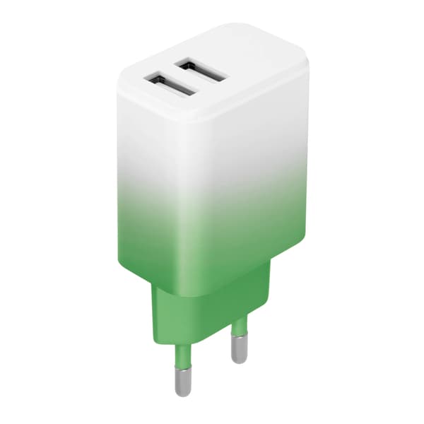 Setty laddare 2x USB 18W LSIG-AA-20 mint-vit gradient vit