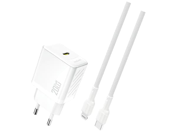 Dudao A26LEU Adapter 20Watt 1xUSB-C (1m USB-C till Lightning-kabel ingår) vit vit