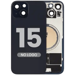 Baksida i glas med MagSafe-magnet för iPhone 15 (ingen logotyp) (eftermarknad) (svart)