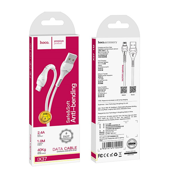 1M HOCO X37 IPHONE kabel vit