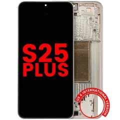 OLED-enhet med ram för Samsung Galaxy S25 Plus 5G (amerikansk och internationell version) (Eftermarknad Plus) (Rosa Guld)