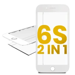 2 i 1 (Frontglas + Ram förmonterad) för iPhone 6S (vit) (2-pack) vit