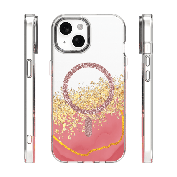 Epoxy Mag skal för iPhone 13 / 14 rosa rosa