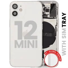 Baksida med smådelar för iPhone 12 Mini (EU / Global version) (Begagnad OEM-del: Klass C) (Vit) vit
