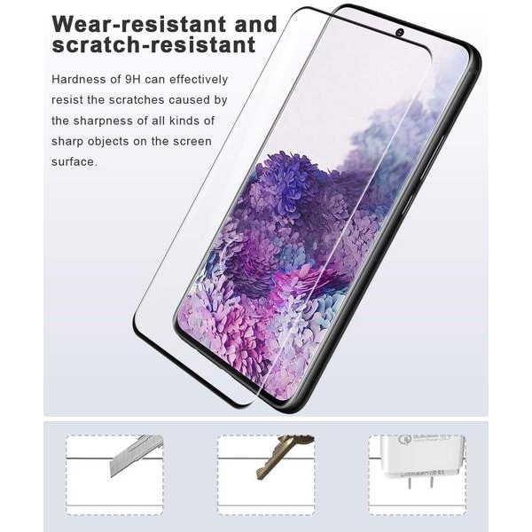 2 st  heltäckande skärmskydd för  Samsung S20 plus Transparent