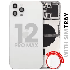 Baksida med smådelar för iPhone 12 Pro Max (EU / Global version) (Begagnad OEM-del: Klass B) (Silver)