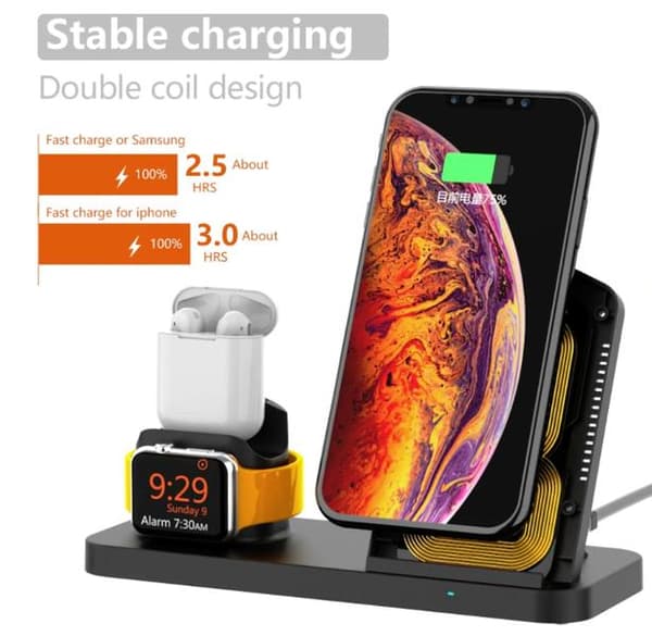 3-IN-1 TRÅDLÖS LADDARE DOCKING STATION