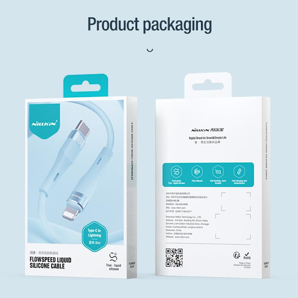 NILLKIN DATA KABEL FLOWSPEED SILIKON TYP-C/LIGHTNING PD 27W BLÅ
