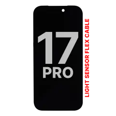 OLED-enhet kompatibel med iPhone 17 Pro med flexkabel för ljussensor (Använd OEM-dragning: Klass A)