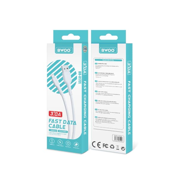 BWOO-kabel USB - Lightning 1m 3A Vit X172L
