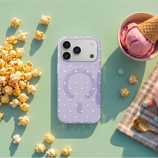 Bubble Dots Mag skal för iPhone 16 Pro Max lila