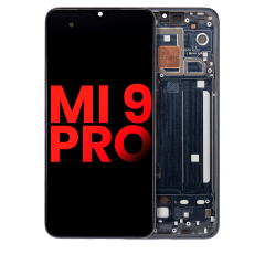 OLED-enhet med ram för Xiaomi Mi 9 Pro (Eftermarknad Plus) (Titanium Black)