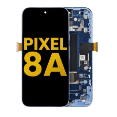 OLED-enhet med ram (med fingeravtryckssensor) för Google Pixel 8A (renoverad) (Bay)