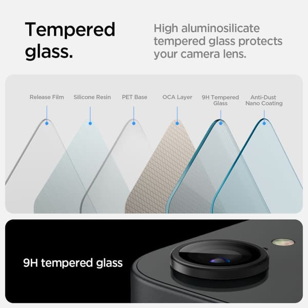 Spigen Optik Pro Glas tR \"EZ Fit\" Kameraskydd 2-pack för iPhone 16E svart