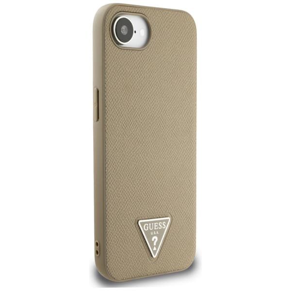 Guess HC MagSafe Grained PU Triangle Logo fodral för iPhone 16e brun