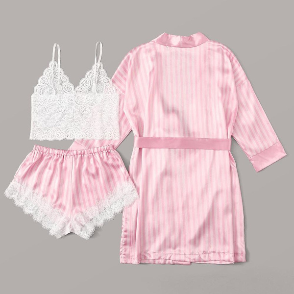 3st Kvinnors Spets Pyjamas|M|rosa
