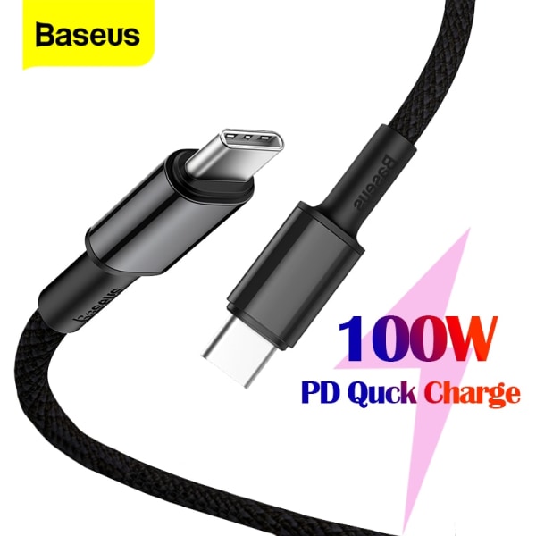 2 st Baseus 100W USB Type C till USB C PD-kabel Snabbladdning USB C