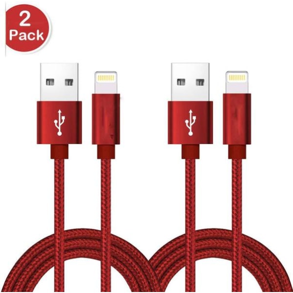 2 st 2 m färgade  iphone kabel röd Red