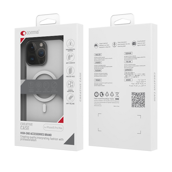 Comma case Elemental Mag för iPhone 15 Pro Max transparent