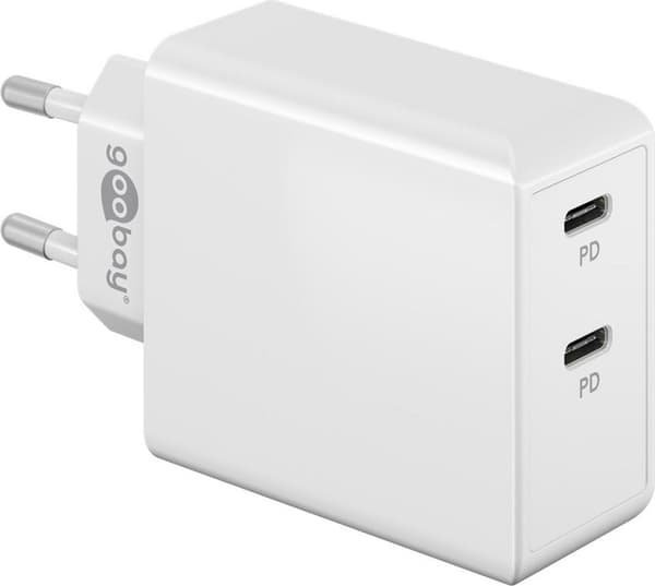 Goobay PD Dual USB-C Hurtigoplader 36W - vit