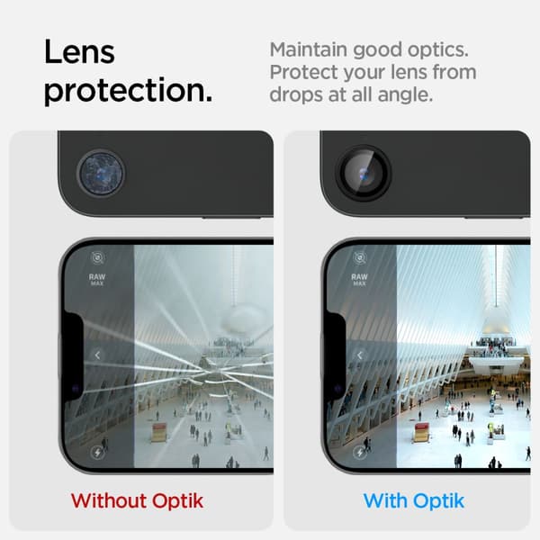Spigen Optik Pro Glas tR \"EZ Fit\" Kameraskydd 2-pack för iPhone 16E svart