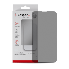 Casper Pro Härdat Glas för iPhone 15 Plus / 16 Plus (Detaljhandelsförpackning) (Sekretess) röd