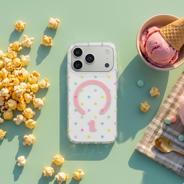 Bubble Dots Mag skal för iPhone 15 Pro vit