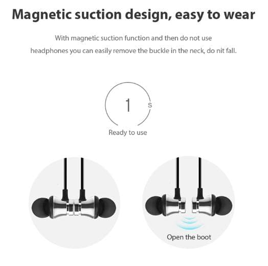 Magnetisk bluetooth hörlurar|silver