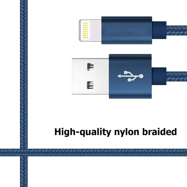3 st  hög kvalitet för iPhone-laddningssladd 1,2 och 3 meterlljusblå